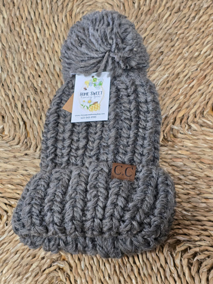 Chunky Knit Yarn Pom C.C. Beanie