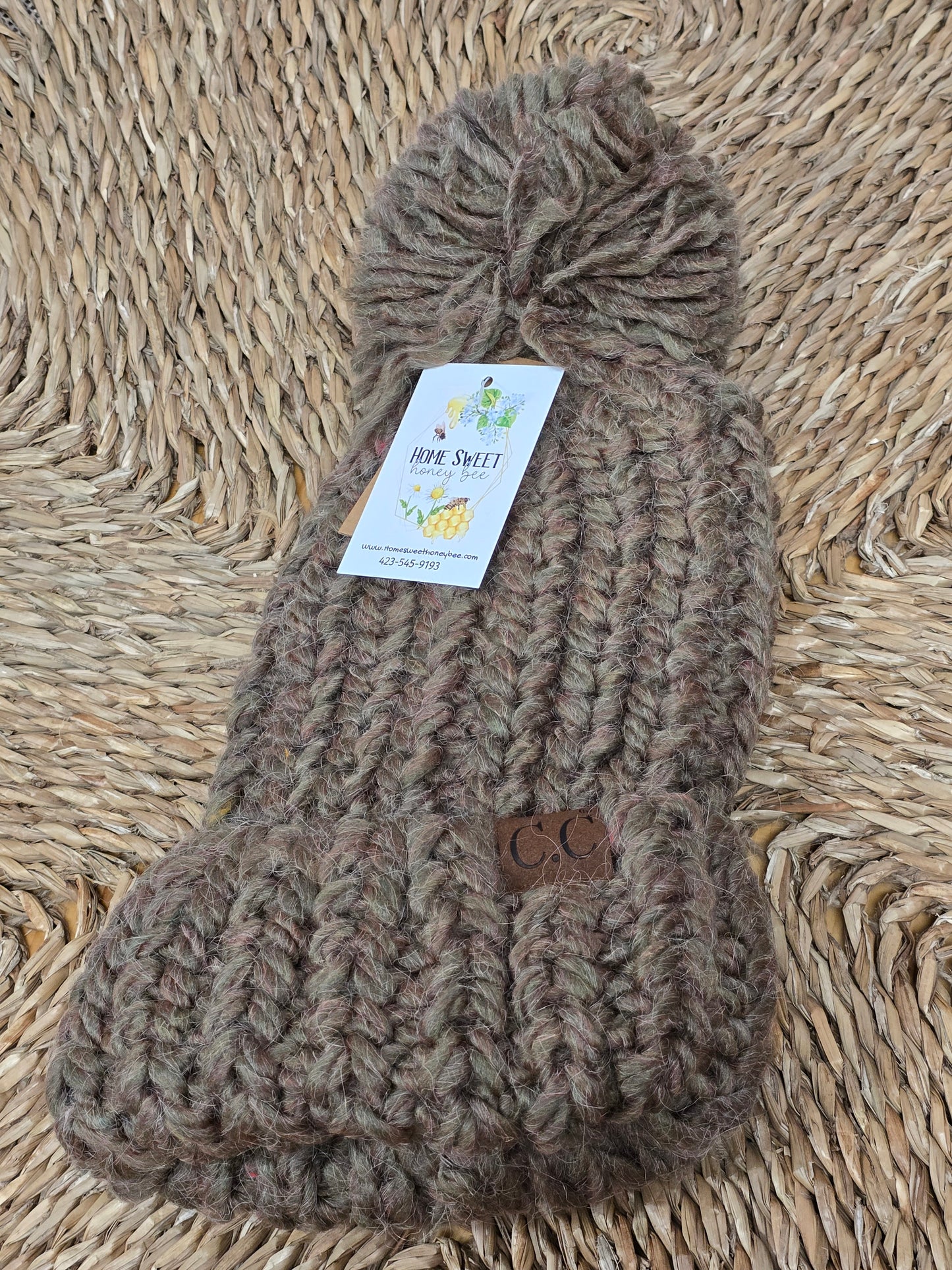 Chunky Knit Yarn Pom C.C. Beanie