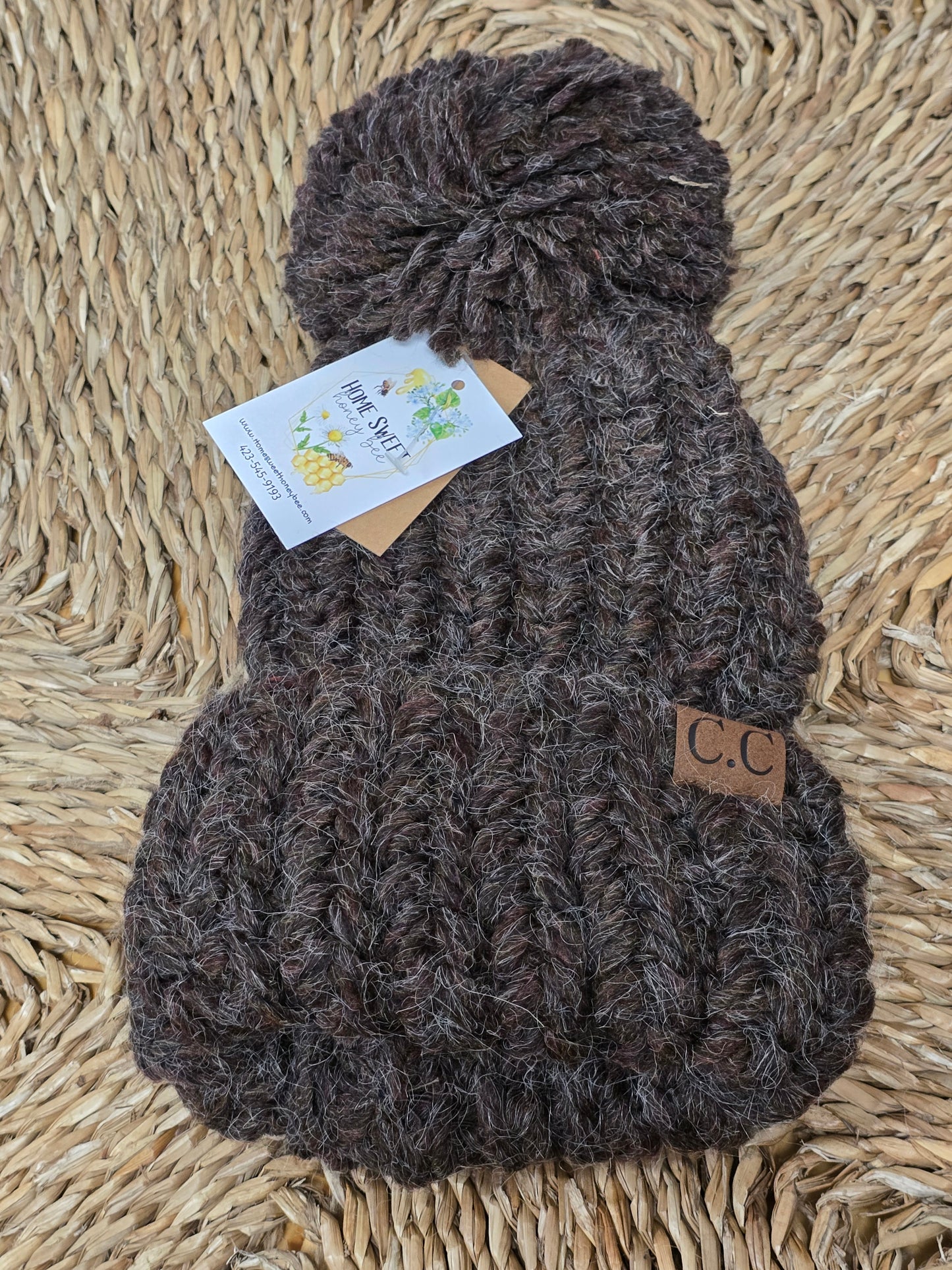 Chunky Knit Yarn Pom C.C. Beanie