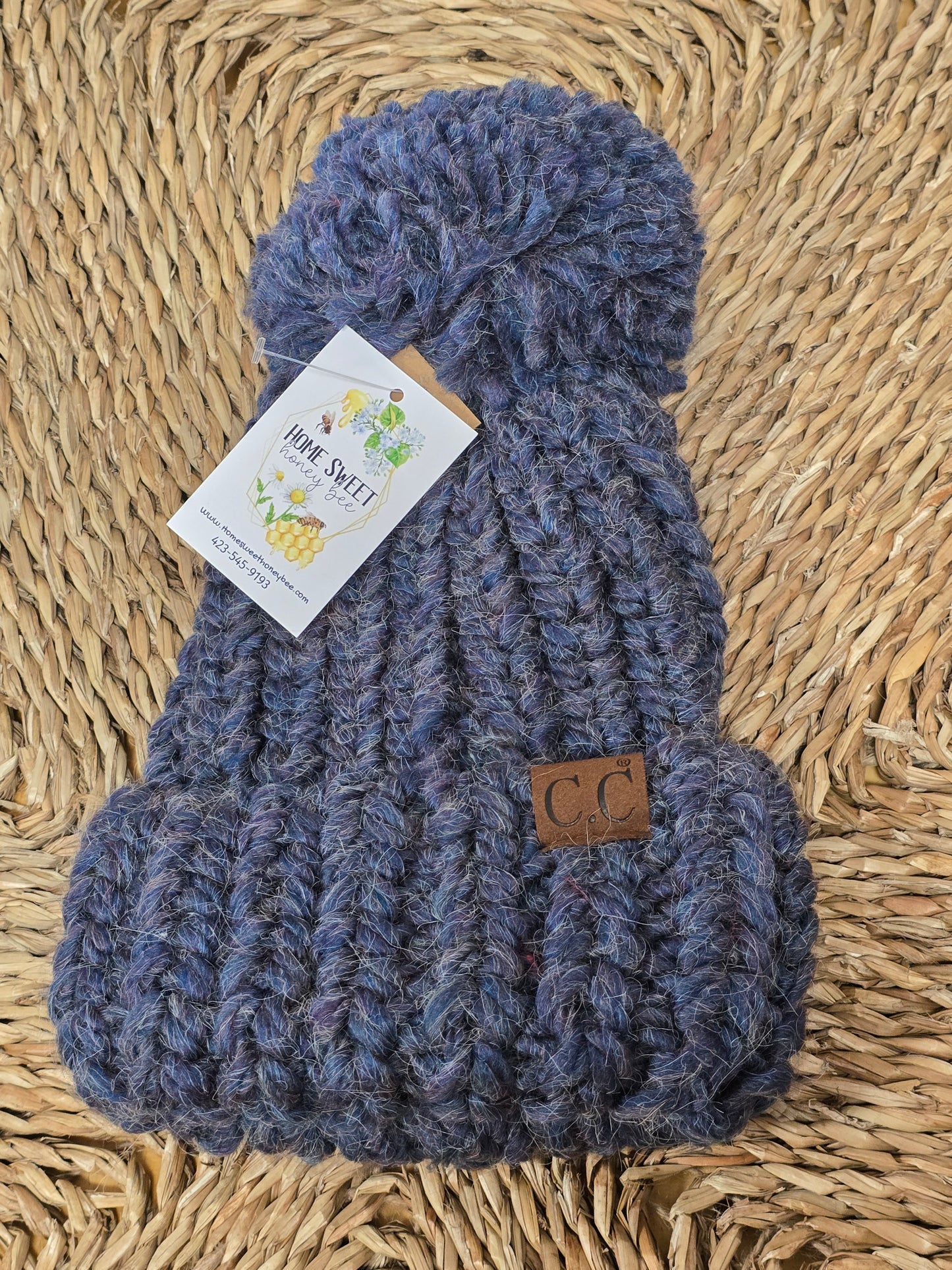 Chunky Knit Yarn Pom C.C. Beanie