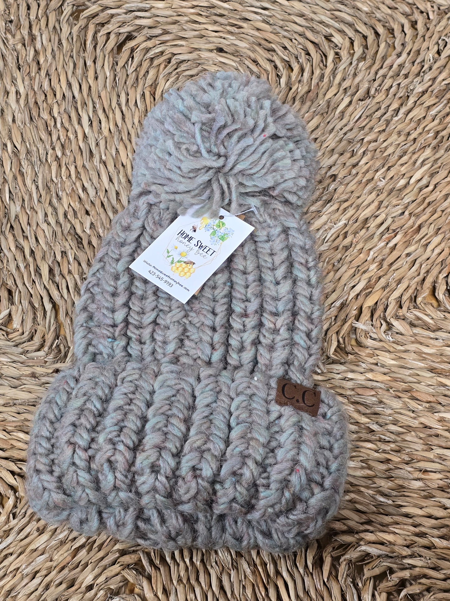 Chunky Knit Yarn Pom C.C. Beanie