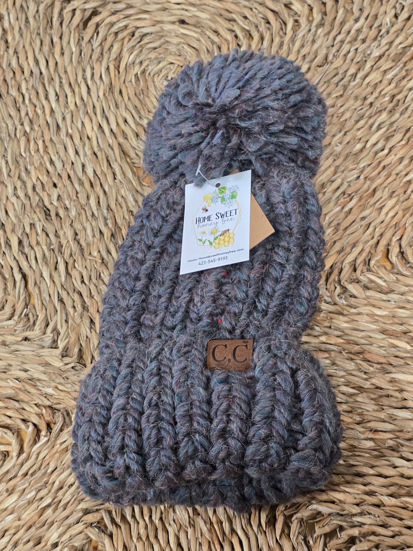 Chunky Knit Yarn Pom C.C. Beanie