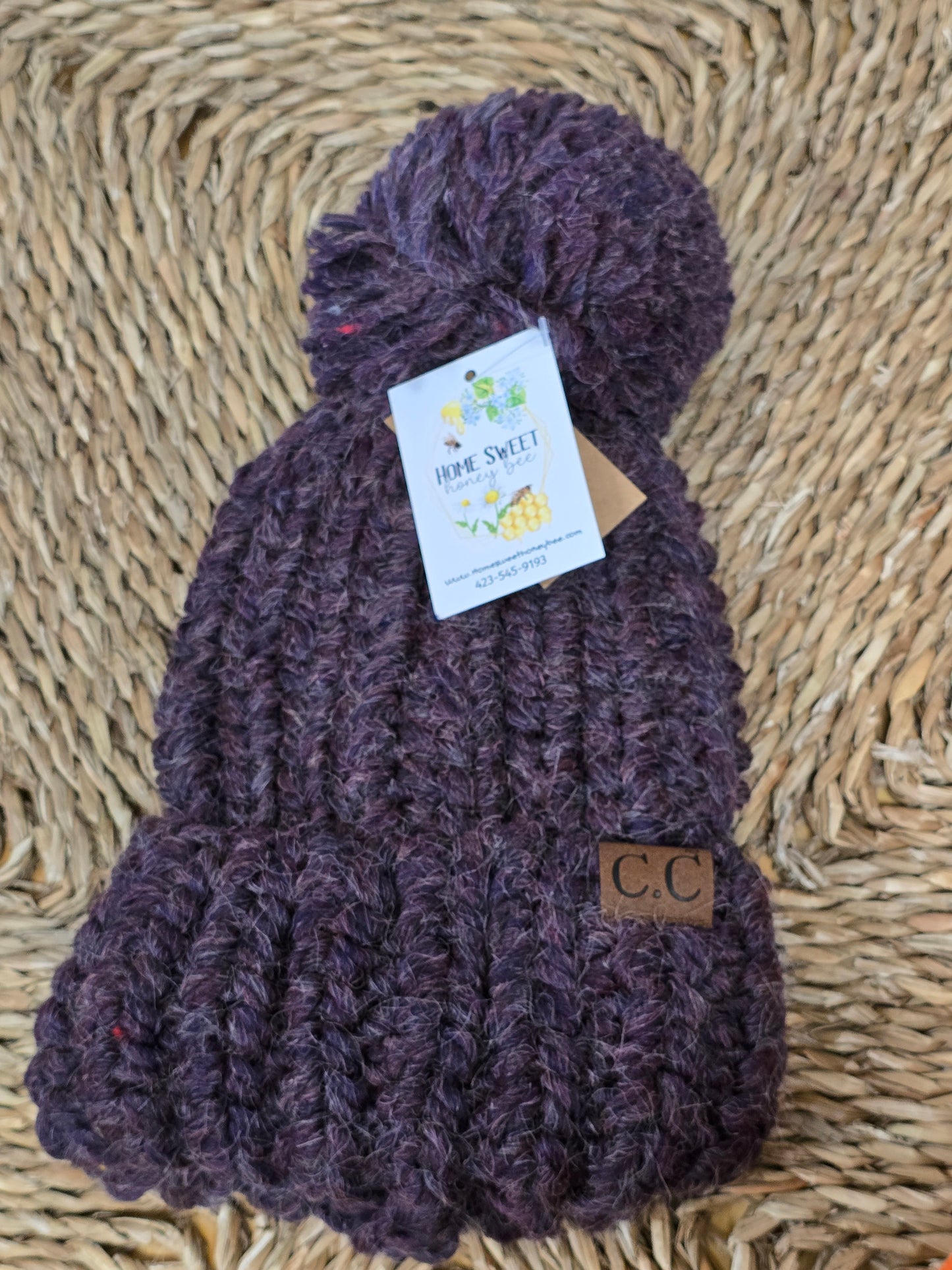 Chunky Knit Yarn Pom C.C. Beanie