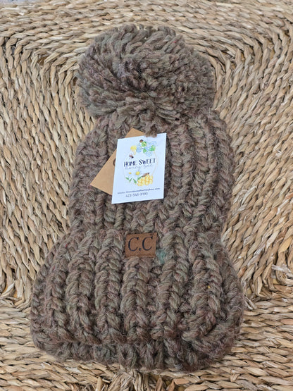 Chunky Knit Yarn Pom C.C. Beanie