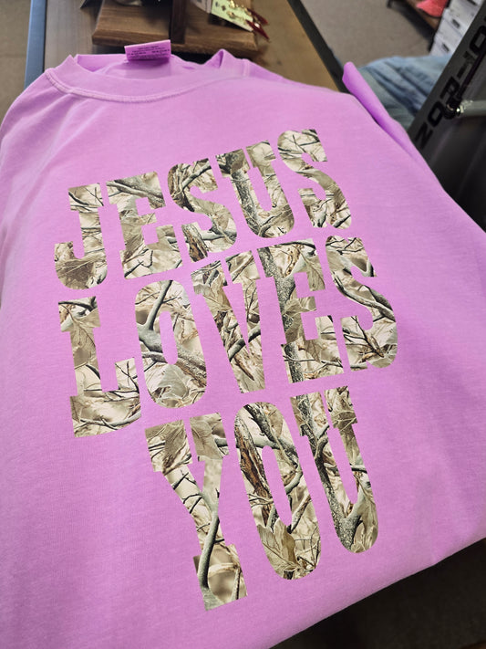 PREORDER Camo Jesus Loves You Comfort Color Tee