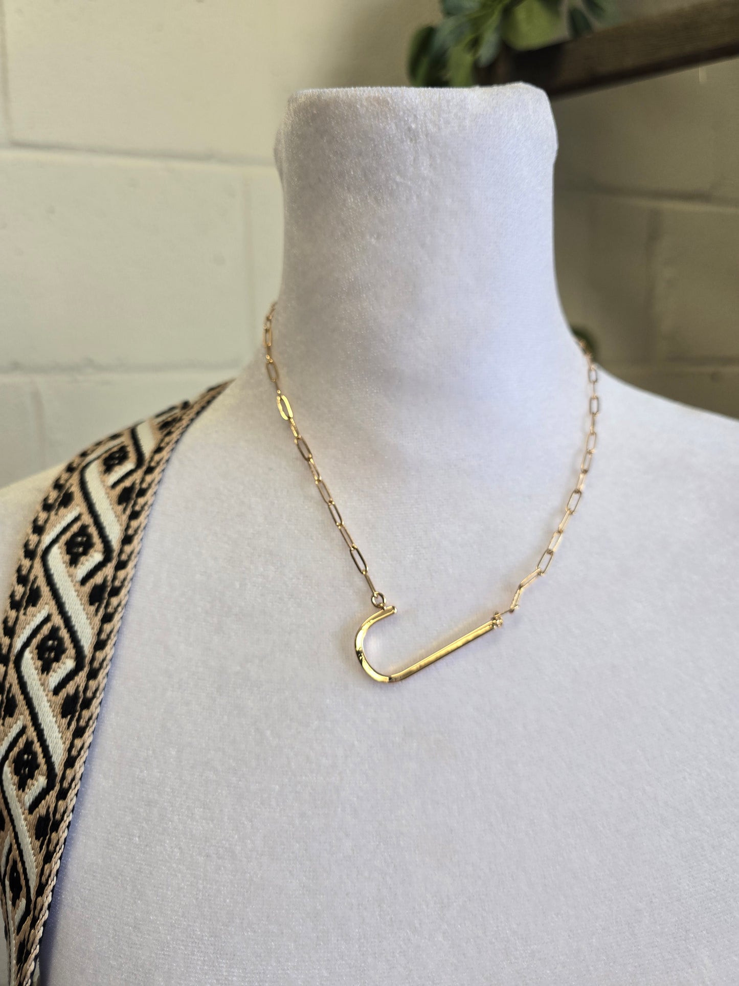 Large Sideways Goldtone Initial Necklace