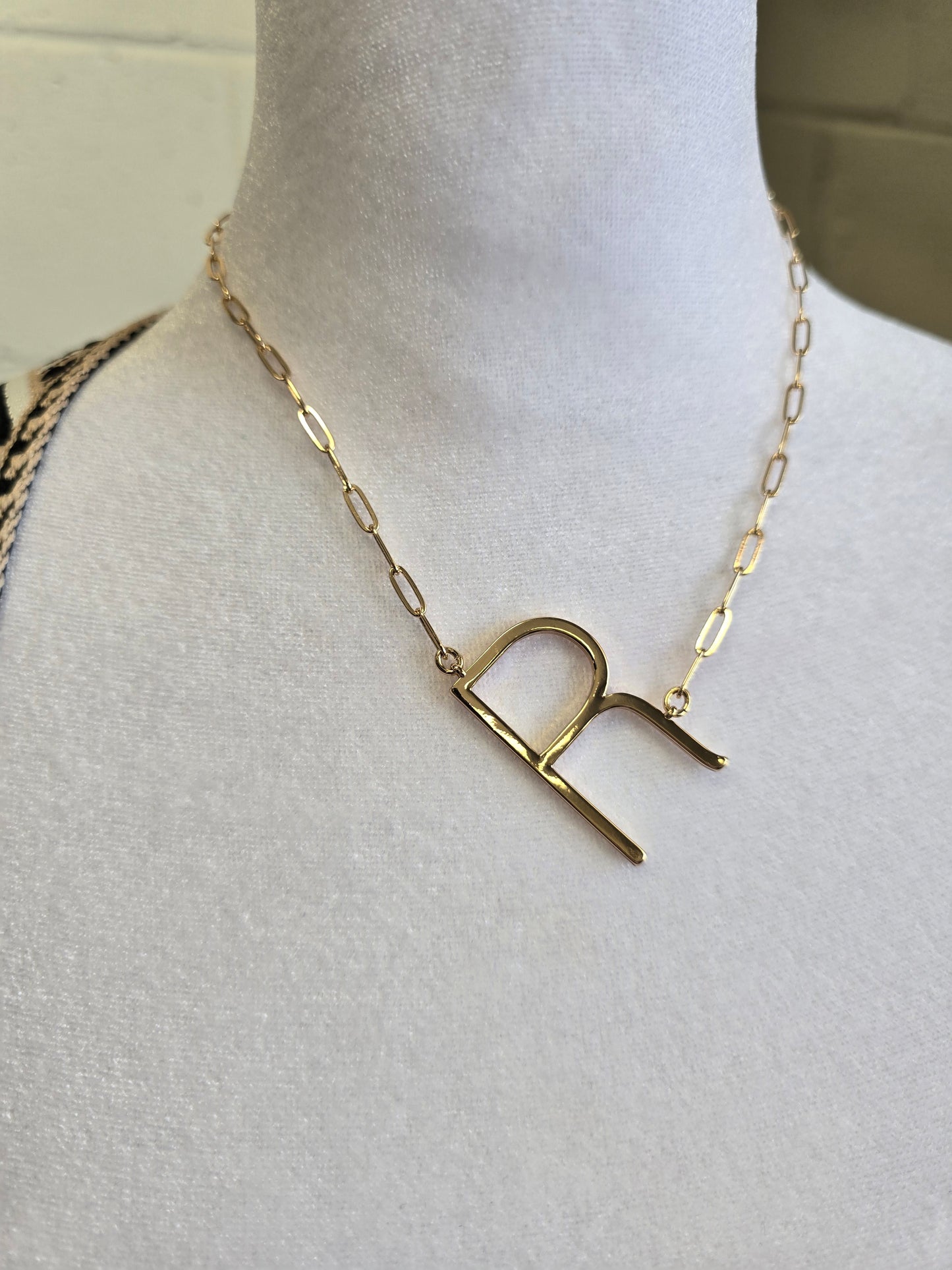 Large Sideways Goldtone Initial Necklace