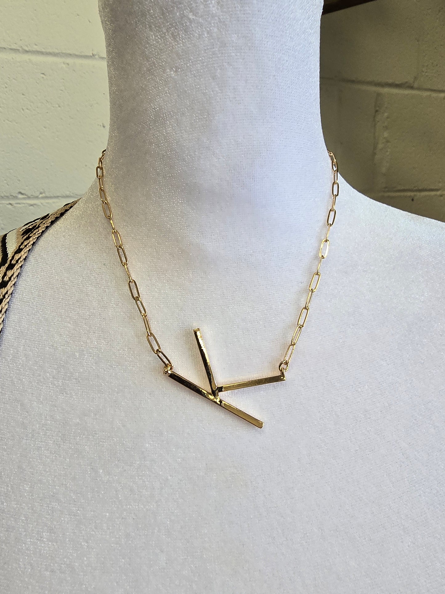 Large Sideways Goldtone Initial Necklace