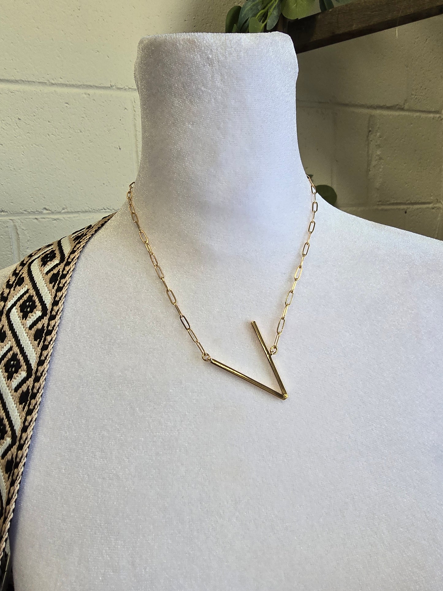 Large Sideways Goldtone Initial Necklace