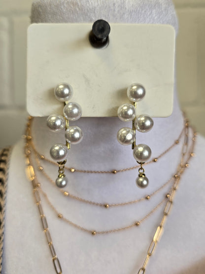 Pearl Cascade Stud Earrings
