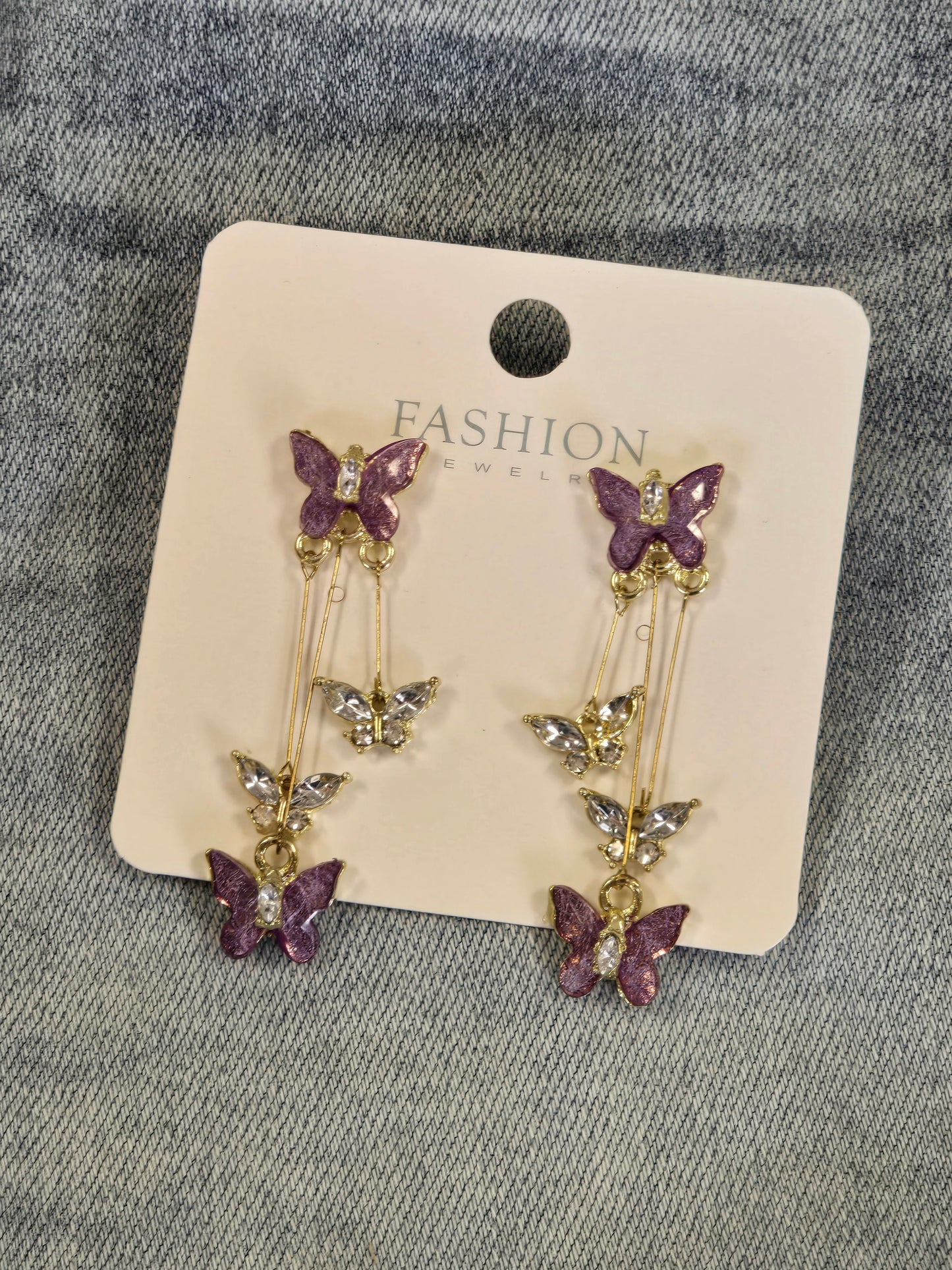Purple Butterfly Tassel Earrings