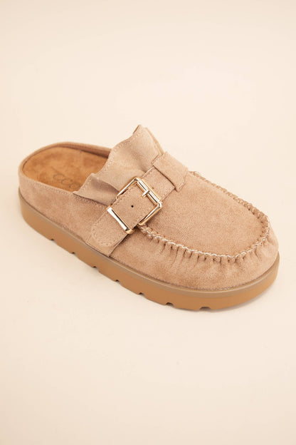 EFFY RUFFLE ENTRACE DESIGN SLIP-ON MOCCASIN MULE(PREORDER)