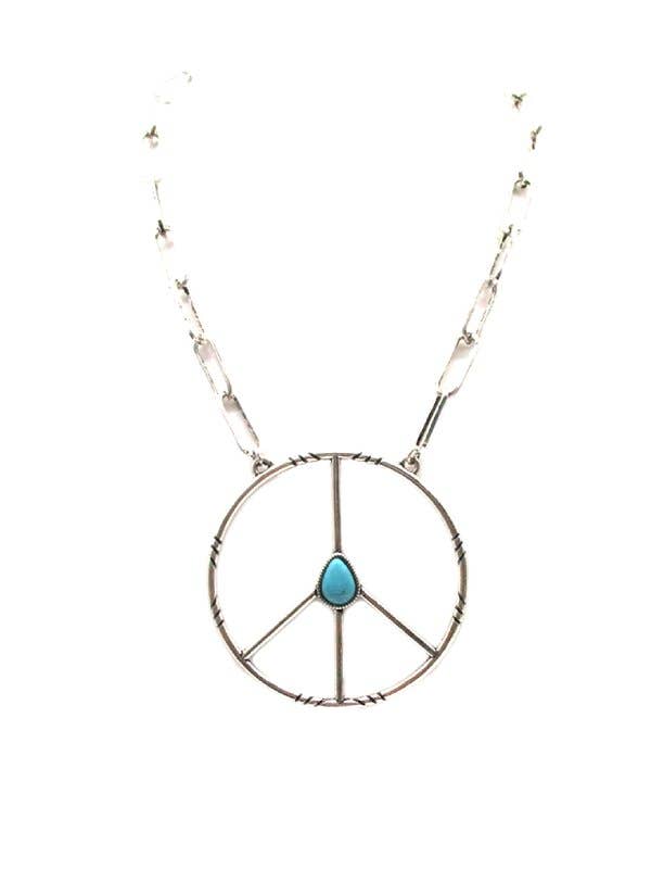 Western Large Peace Sign Necklace