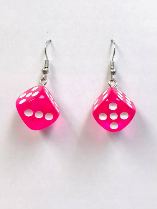 Transparent Dice Earrings