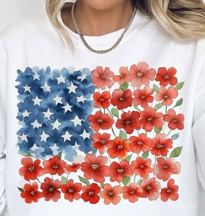 Watercolor Wildflower Flag Short Sleeve Tee(PREORDER)