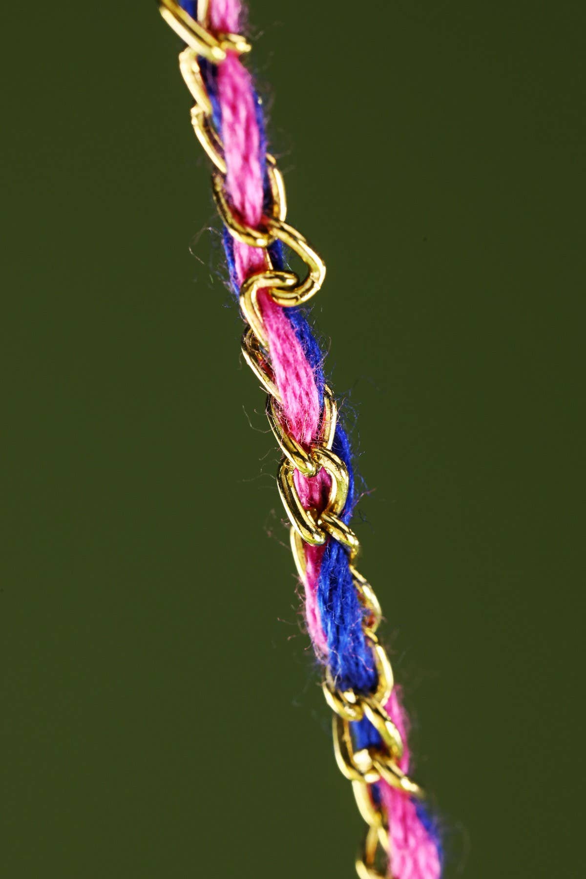 Handmade Upcycled Chain Link & Fabric Necklace