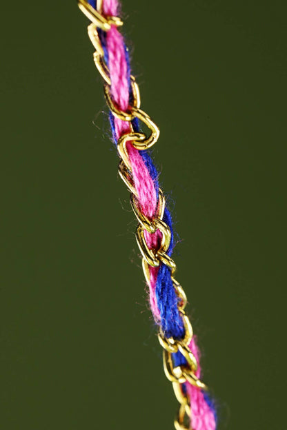 Handmade Upcycled Chain Link & Fabric Necklace