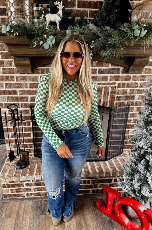 Checker Dress It Up Mesh Top