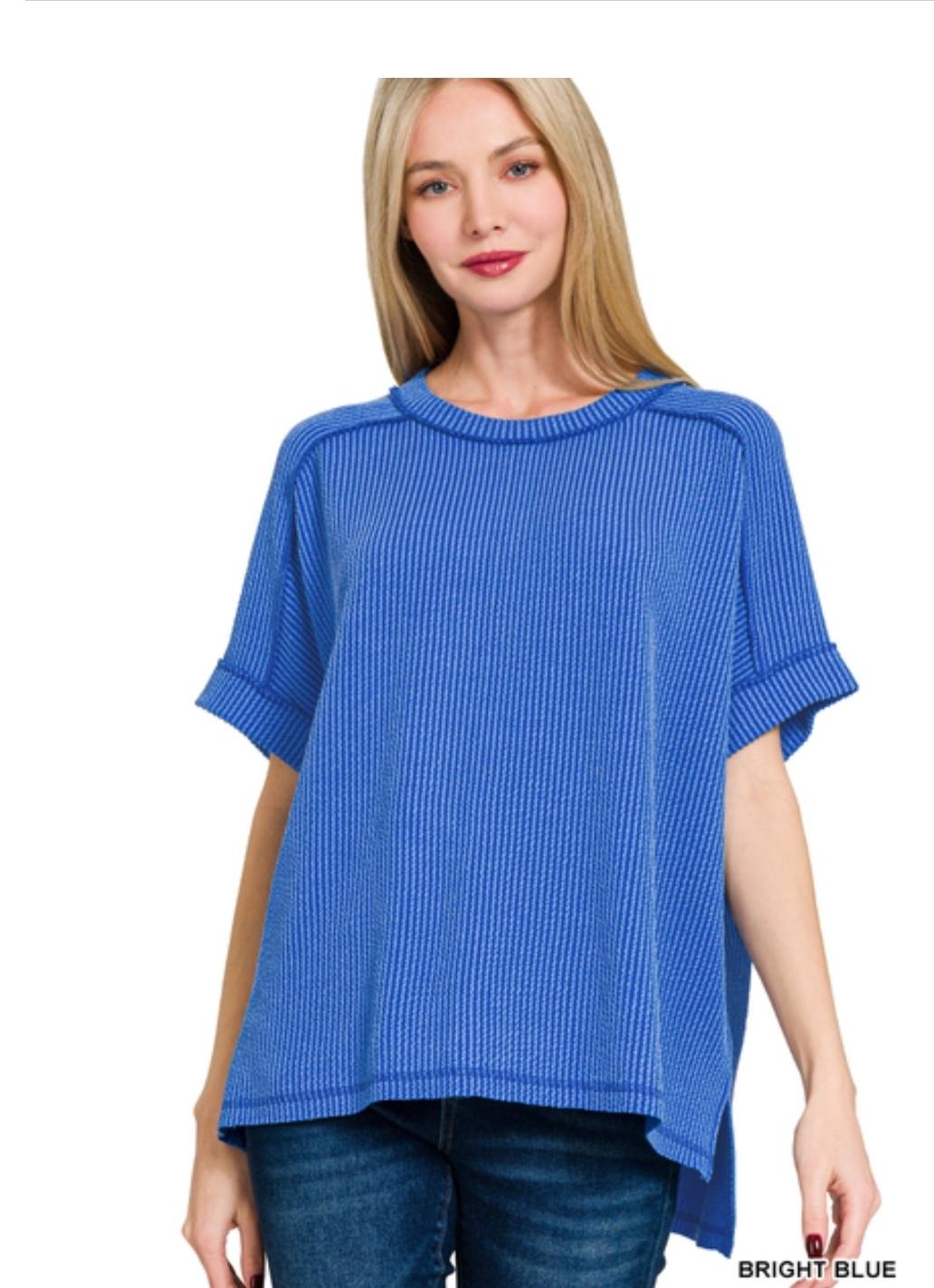 Raised Ribbed  Short Sleeve Tees