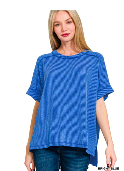 Raised Ribbed  Short Sleeve Tees
