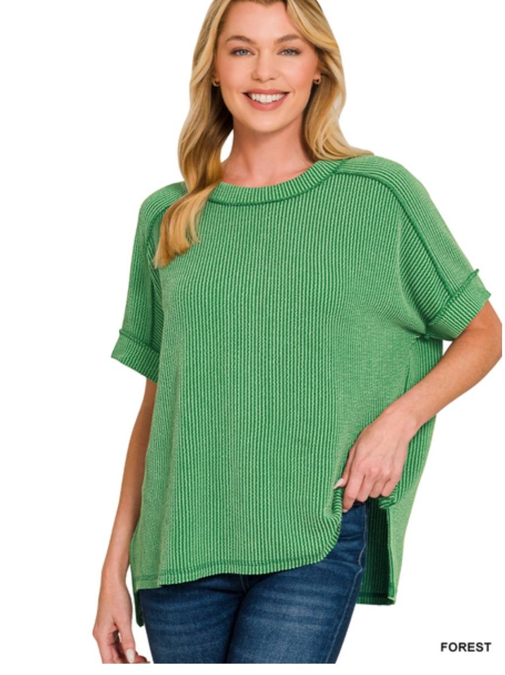 Raised Ribbed  Short Sleeve Tees