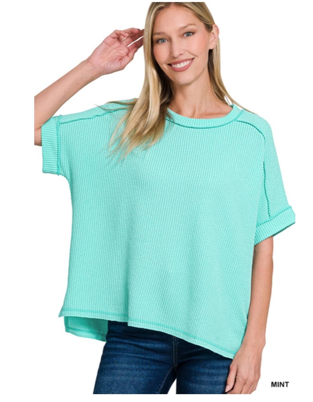 Raised Ribbed  Short Sleeve Tees