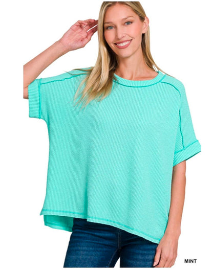 Raised Ribbed  Short Sleeve Tees