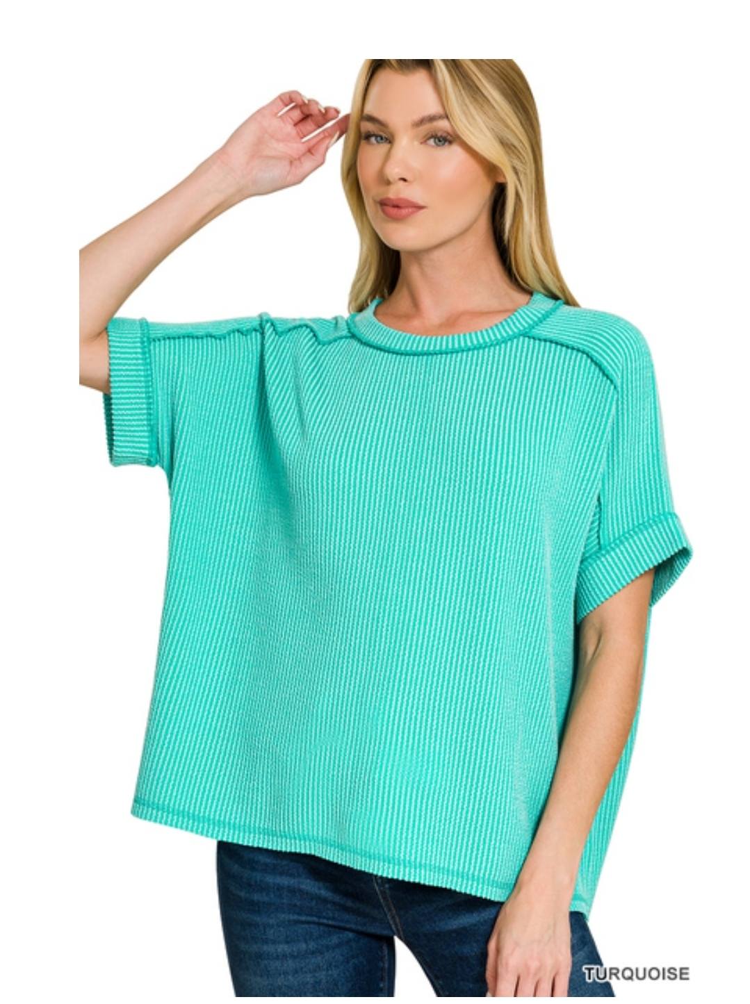 Raised Ribbed  Short Sleeve Tees