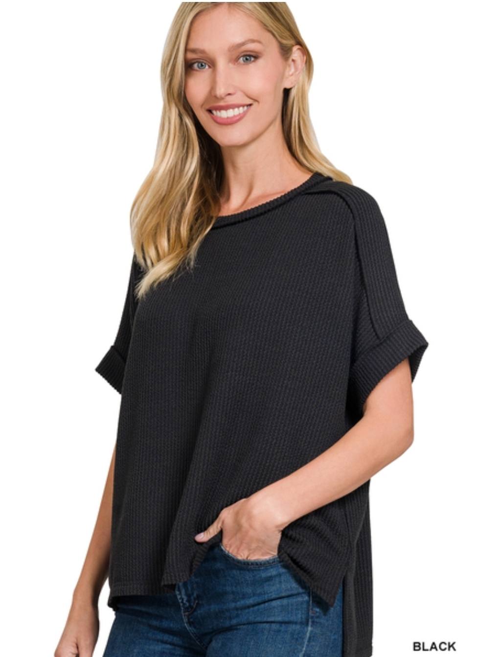 Raised Ribbed  Short Sleeve Tees