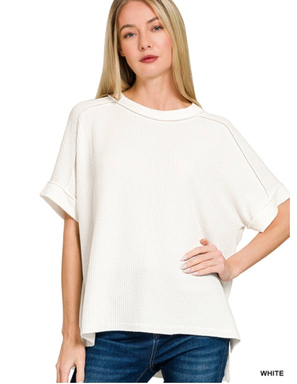 Raised Ribbed  Short Sleeve Tees