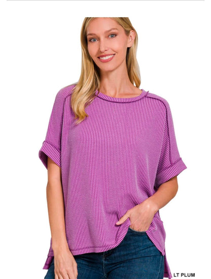 Raised Ribbed  Short Sleeve Tees
