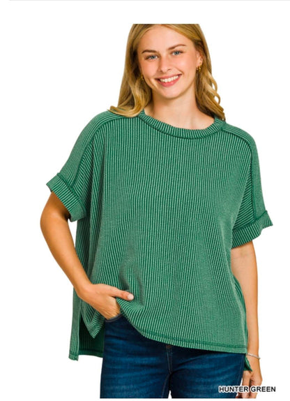 Raised Ribbed  Short Sleeve Tees