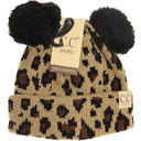 CC.Beanie BABY Leopard Double Pom Beanie