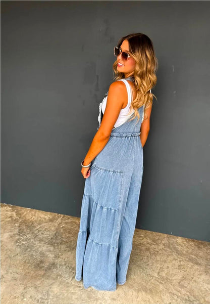 Boho and Lace Denim Overalls PREORDER TAT-ETA Late June
