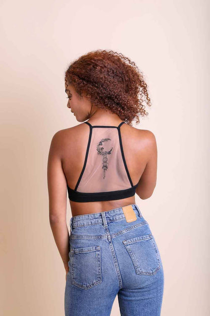 🌙 Unique Bohemian Dream Catcher Mesh Bralette