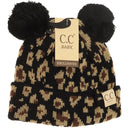 CC.Beanie BABY Leopard Double Pom Beanie