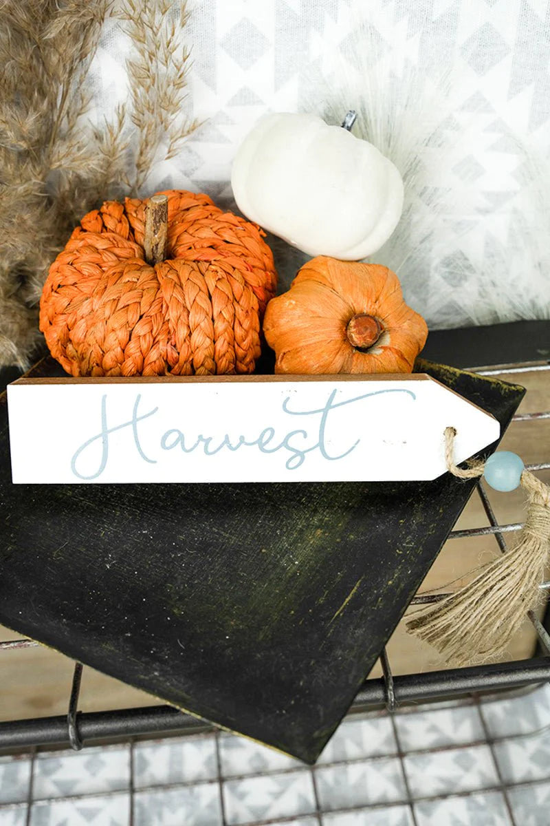 1.5 X 11 'HARVEST' WOOD TASSEL BLOCK SIGN