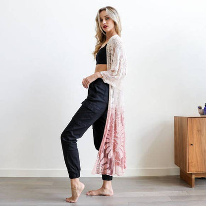 Ombre Lace Kimono Cardigan - Resort Wear Essential 🌼