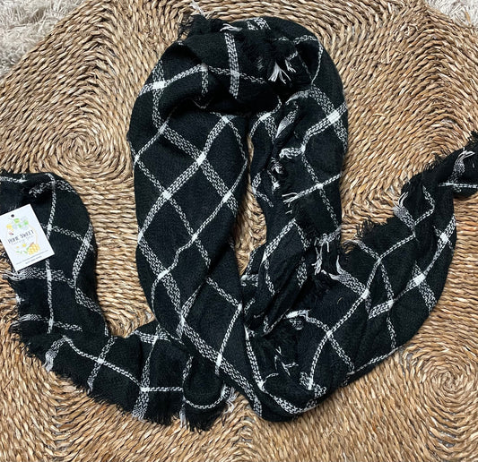 Black & White Plaid Scarf