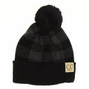 CC.Beanie BABY Buffalo Plaid Pom Beanie