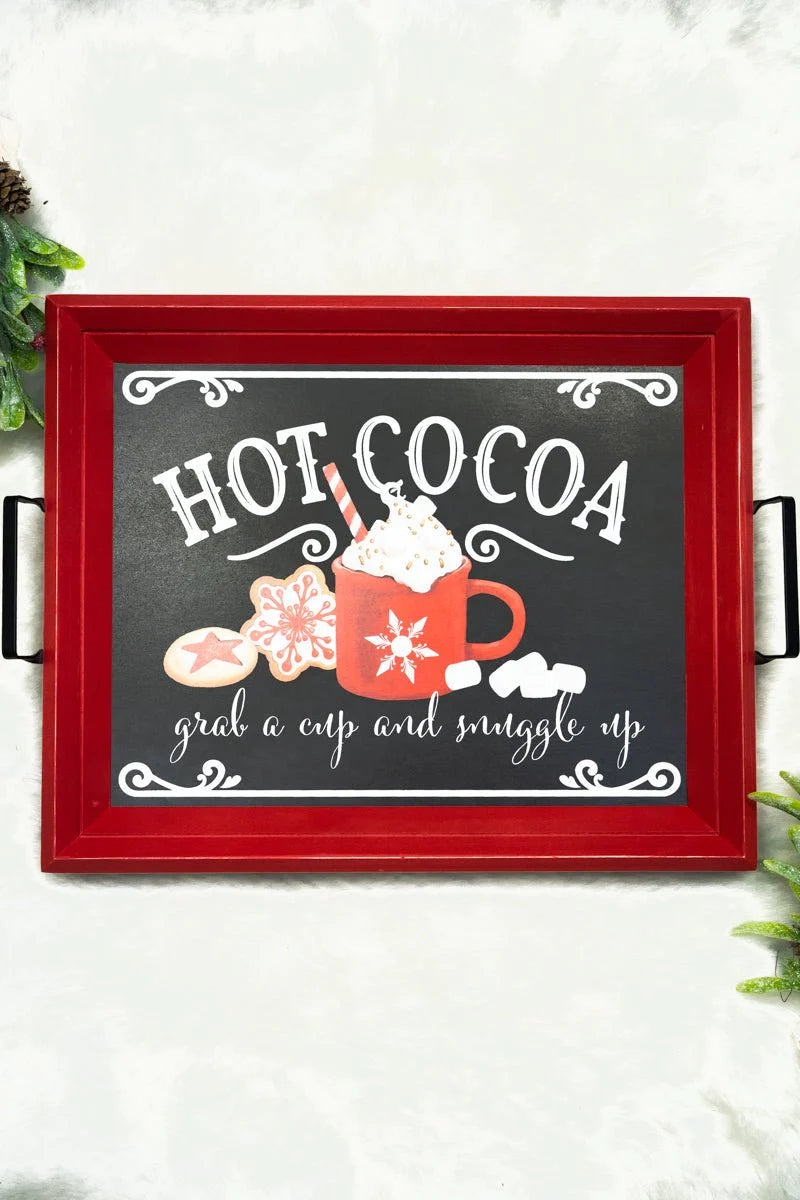 13 X 17.25 'HOT COCOA' WOOD SERVING TRAY