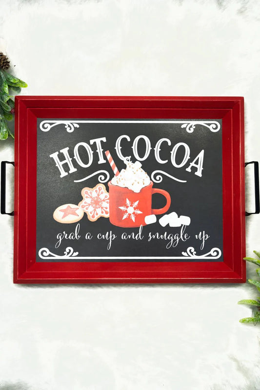 13 X 17.25 'HOT COCOA' WOOD SERVING TRAY