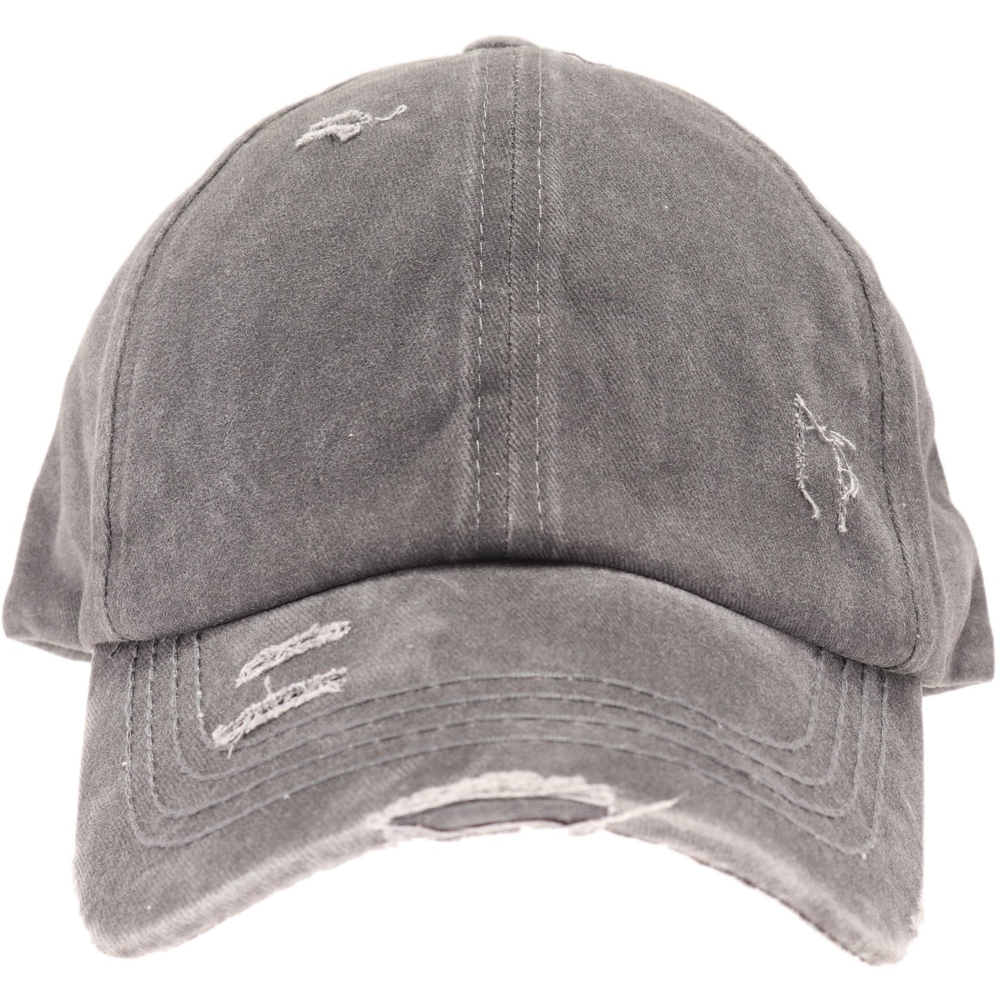 Washed Denim Criss-Cross High Ponytail CC Ball Cap