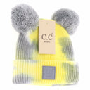 CC.Beanie BABY Tie Dye Double Fur Pom Beanie