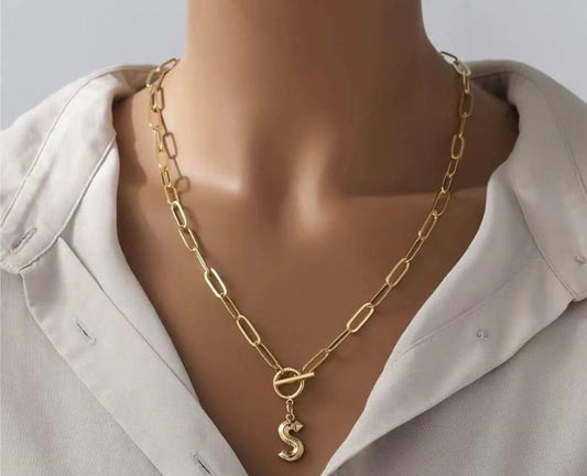 Initial Paper Clip Necklace