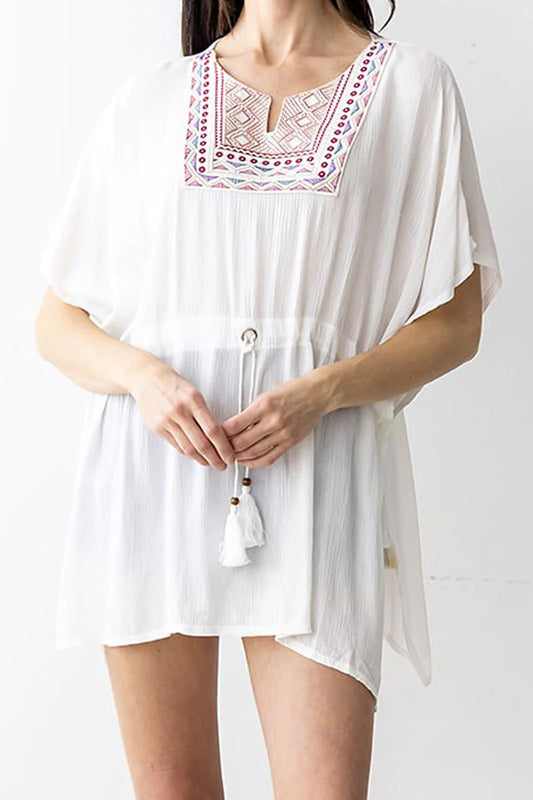 White, Poncho Top