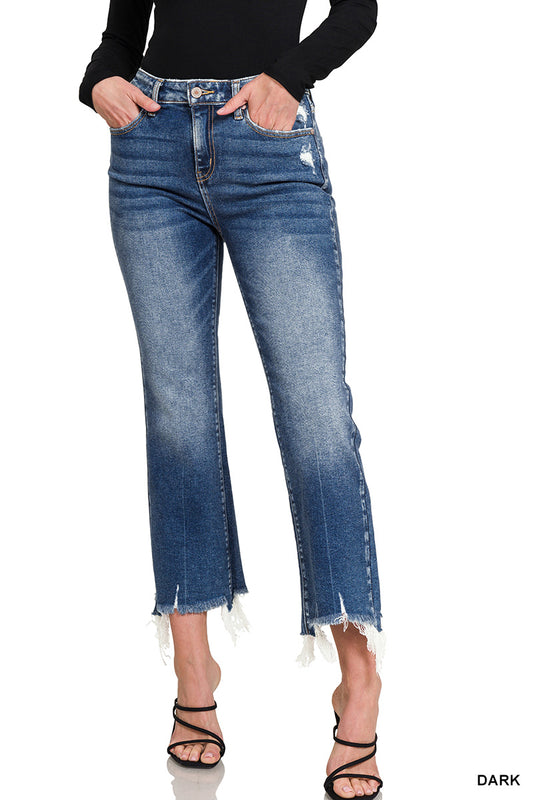 KICK CROP FLARE DENIM PANTS