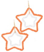 Orange and White Star Earrings
