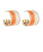 Bulky Orange and White Hoop Earrings