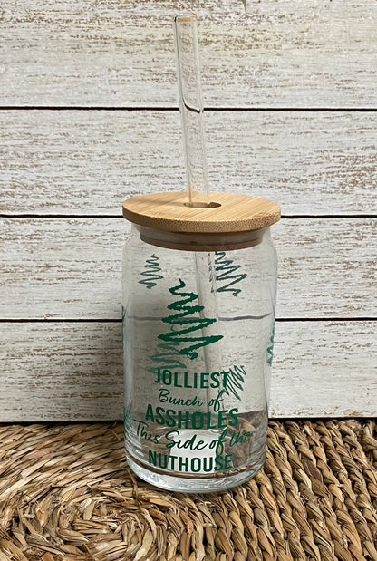 Glass Beer Can Cup with Bamboo lid